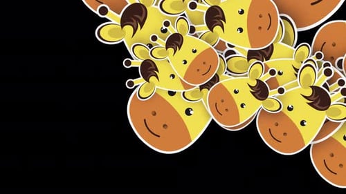 Cartoon giraffe transition 4K Alpha channel