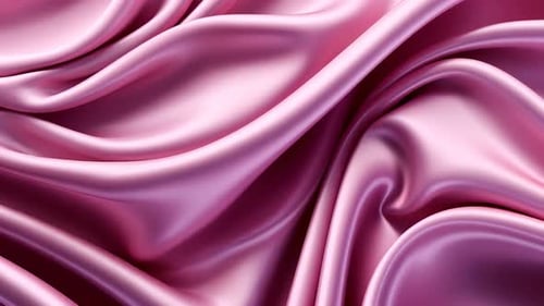 Tissu satiné rose doux et drapé. Vue rapprochée détaillée des plis fluides