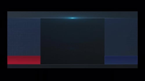 Game Time Collection: animación del tercio inferior de cartas grises con bandas rojas y azules para retransmisión deportiva