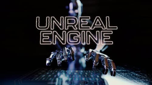 Unreal Engine Text Animated With Ai Robot Businessman Typing On A Futuristic Keyboard