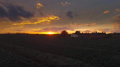 Atmospheric summer autumn sunset with waving wild grass in sunlight, rural meadow or field in
