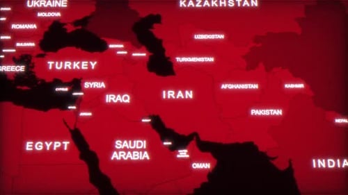 Iran-Karte auf Satellit hervorgehoben Hud Map Style 01