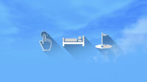 Reiseikonen-Symbole mit Reisetitel