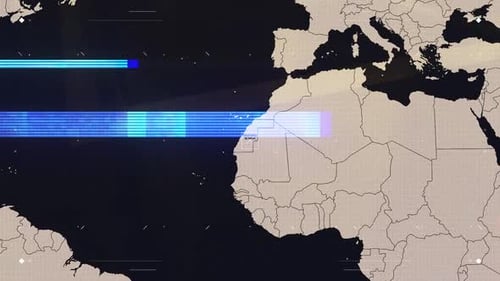 Digital World Map Country Highlight with Glitch Effect