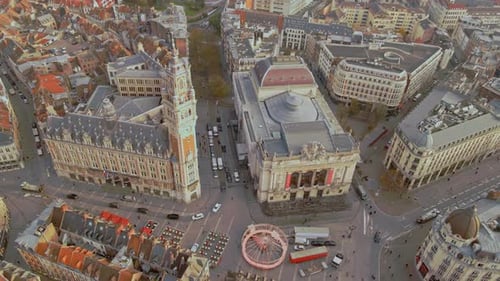 Aerial rotation of Lille's central square