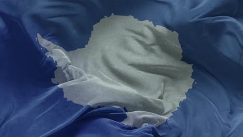 Realistic Waving Flag of Antarctica Continent Fabric Effect