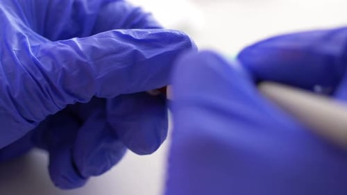 Gloved Hand Marks COVID-19 Test as Negative