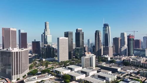 Los Angeles City From Above Flying Above LA Cityscape Aerial Los Angeles Urban View Drone Flight