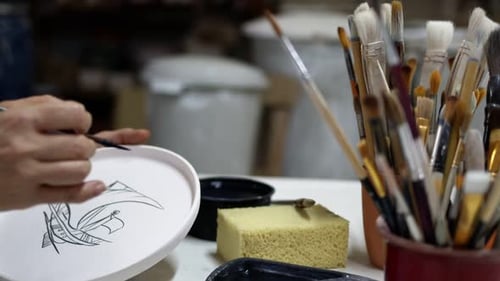 Working In A Ceramic Workshop And Tools 58