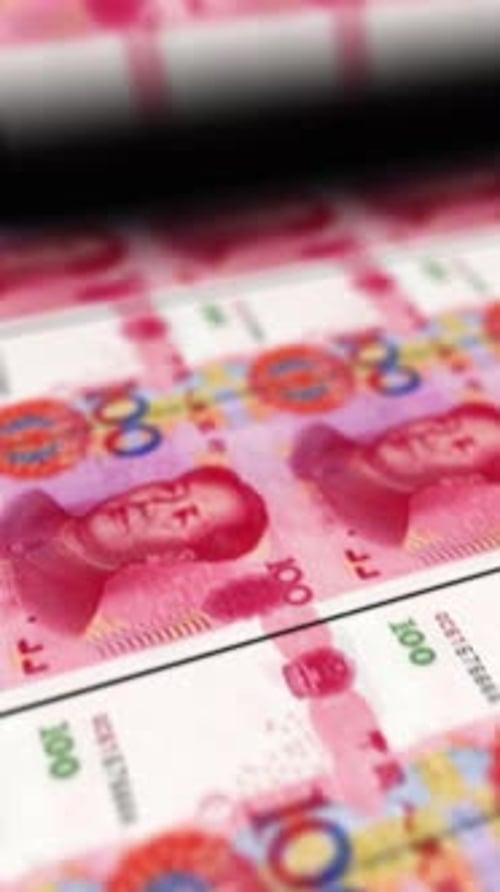 Exquisite 100 Chinese Yuan Realistic Vertical Full HD Loop Animation