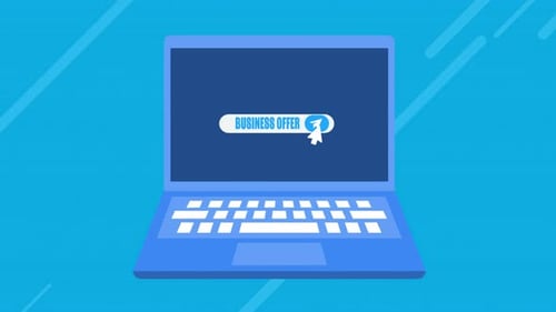 Flat Design Business Offer and Digital Document Management Animation