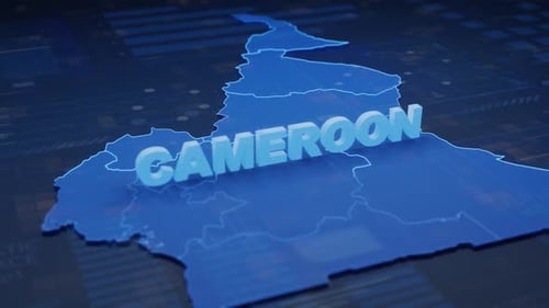 Futuristic 3D Map of Cameroon with Digital Data Display