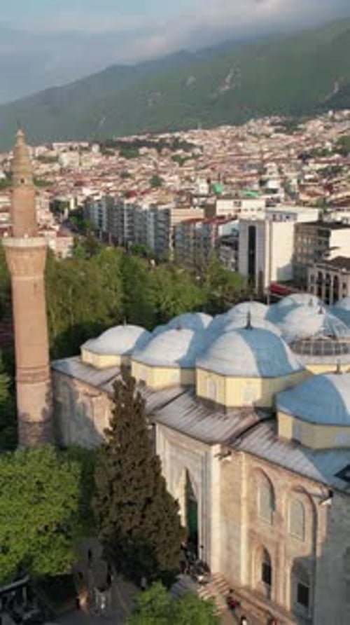 Aerial View of Beautiful Mosque in Urban Setting