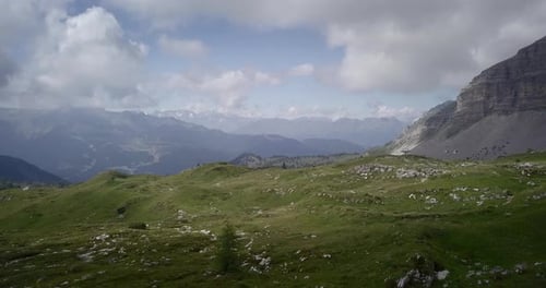 View from the drone, on a sunny day view of the terrain,trees, hills, the concept: ecology, bio.