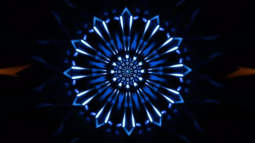 Vibrante bucle VJ con colores de neón pulsantes y rotaciones geométricas