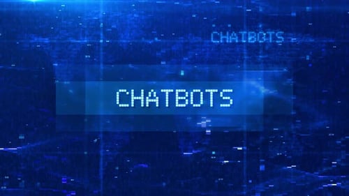 4K Chatbots Digital Text Animation over Futuristic World Map and HUD Effects