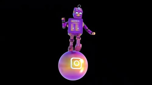 Funny Cartoon Robot Loopable With Alpha channel included - Instagram
