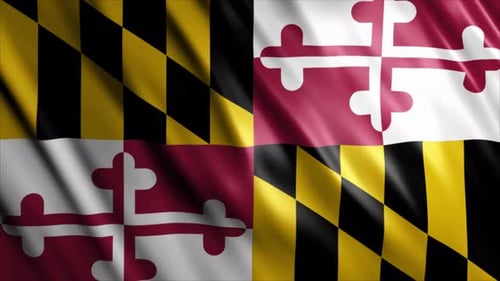 Waving Maryland State Flag Seamless Loop Animation