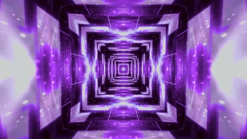 Abstract Purple Square Tunnel Digital Loop Background