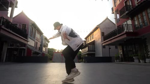 Breakdancing Young Man In Bangkok Town Square