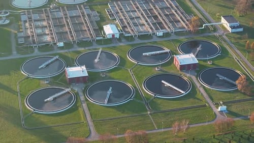 Urban wastewater treatment plant processes water purification efficiently