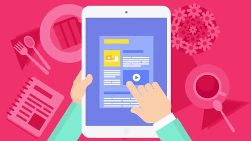 Zugreifen auf eine Website auf einem Tablet 2D Bewegte Grafiken Animation 4K