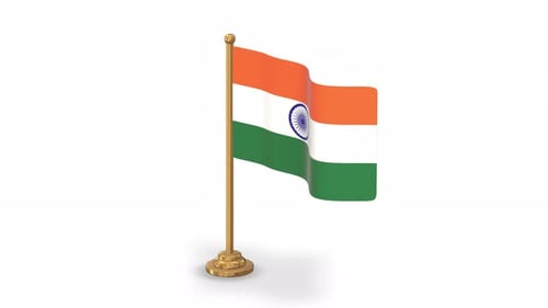 Boucle de vue en perspective ondulant le drapeau 3D minimal de l'Inde + canal Alpha