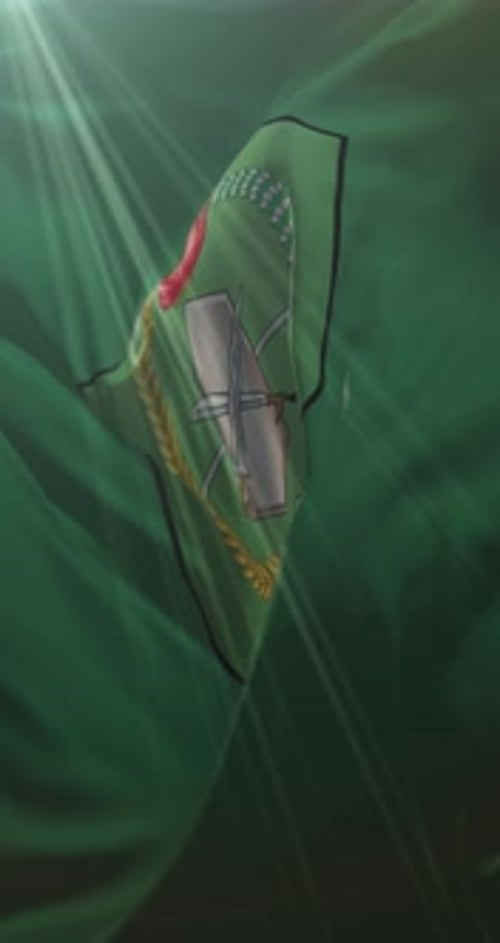 Elegant Waving Flag Banner with Customizable Logo Presentation