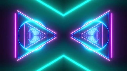 Dynamic neon light tunnel abstract background for futuristic content