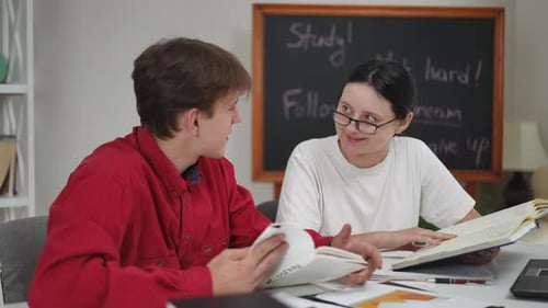 Young Adults Studying Together at Home