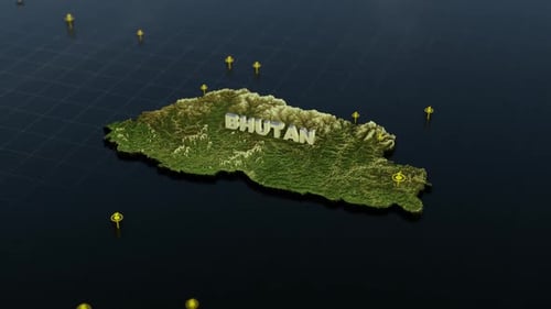 Carte 3D du Bhoutan avec animation