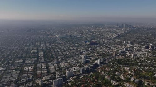 Metropolis From Height Aerial Panoramic Footage of Town Development in Large City Hazy View Los