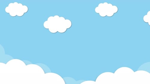 Seamless Looping Animated Sky Background with Flat Design Clouds