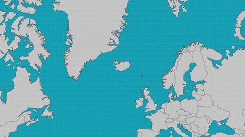 Animated World Map Zoom and Highlight of Iceland