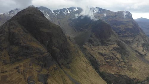 Aerial view of mountains in the highlands, Scotland
