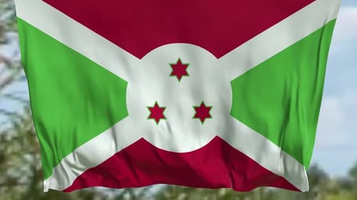 Realistic Waving Flag of Burundi with Natural Motion