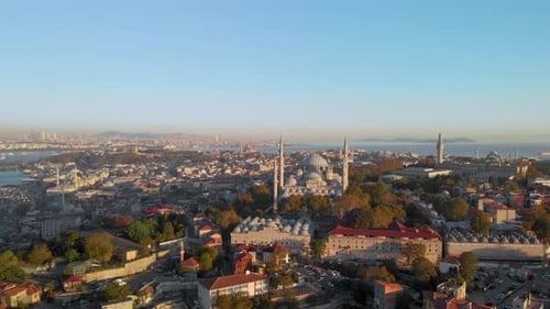 Aerial view of Istanbul city, Eyup sultan mosque, Turkey Tourism season