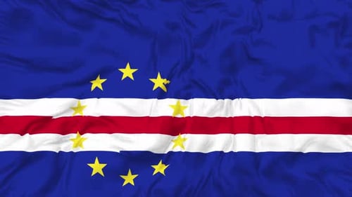 Waving Cape Verde Flag with Realistic Fabric Texture