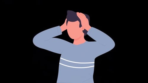 Animated Flat Design Illustration of Person With Headache