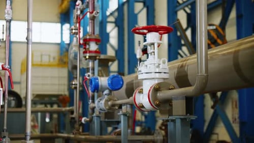 Red Level on Pipeline in Gascompressor Station Workshop