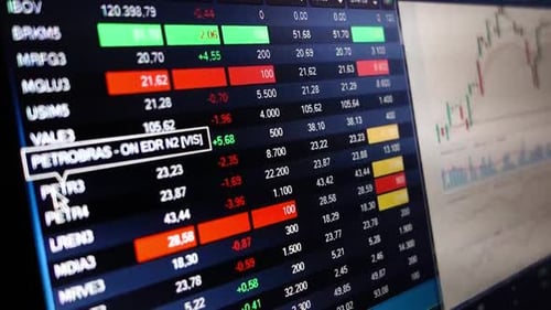 stock market screen, online stock broker trading, petrobras, brazilian ibovespa