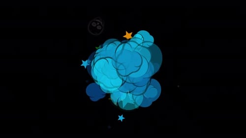 Dynamic Blue Smoke Cloud Burst with Comic Elements