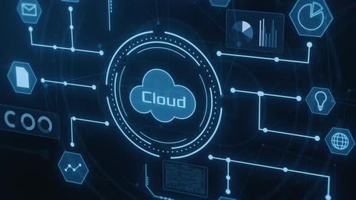 Glowing Futuristic Cloud Computing Network Interface Animation
