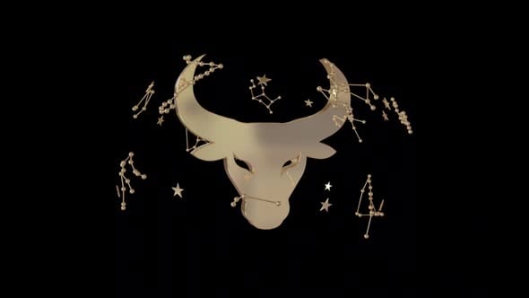 Zodiac sign Taurus, 3D animation loop, Overlays Motion Graphics ft ...