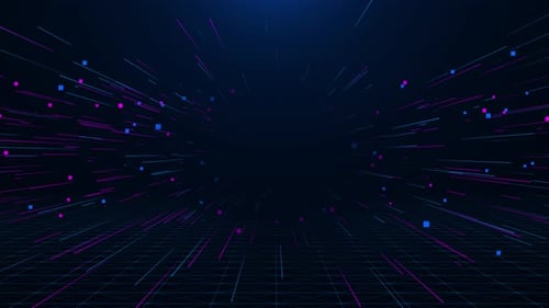Futuristic Digital Grid with Abstract Cybernetic Lines and Particles Background