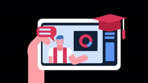 Online Education and Learning on a Digital Tablet Animation