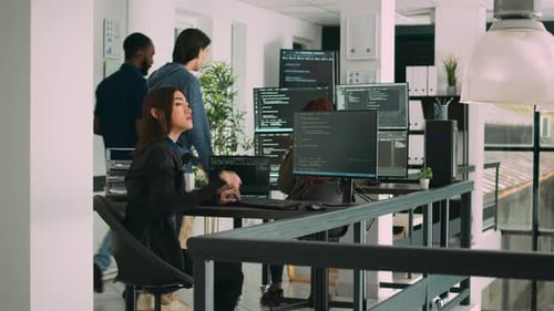 System Engineer Looking at Server Ar Hologram