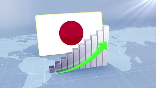 Japan Economic Growth Bar Chart Graph Rising Green Arrow
