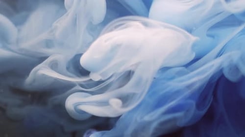 Abstract Shot of Blue and White Liquid Swirl