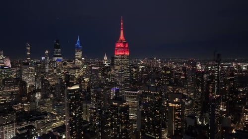 Night Skyline of New York Skyline At Manhattan In New York United States.